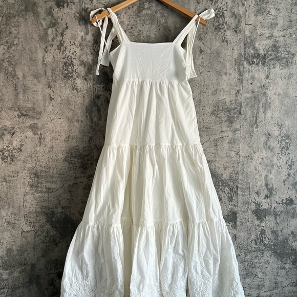 Cotton simple puffy dress with adjustable straps maxi dress western vibe boho - Picture 2 of 14